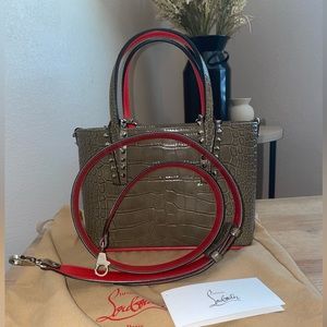 CHRISTIAN LOUBOUTIN
Cabata mini spiked croc-effect leather tote